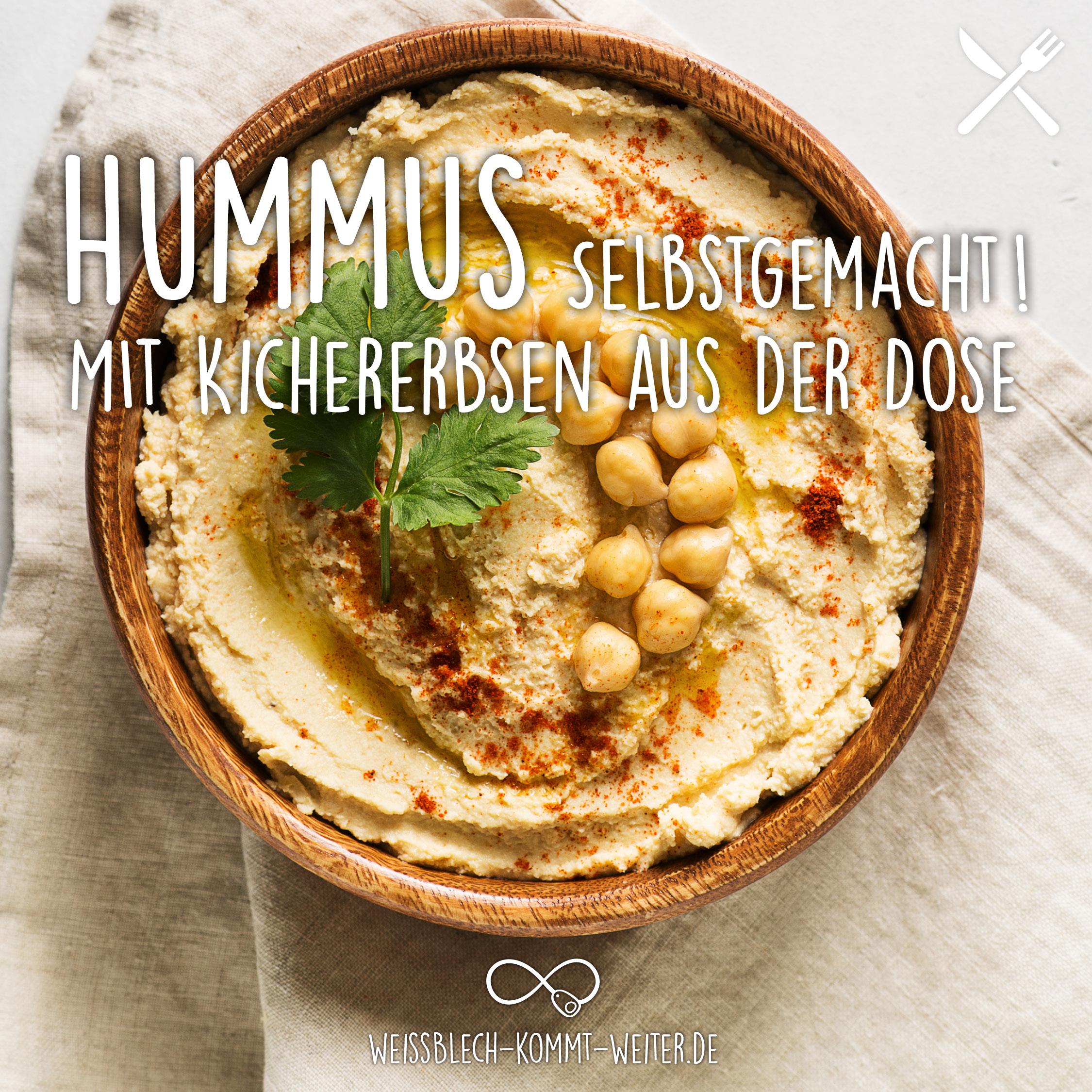 Selbstgemachter Hummus aus Kichererbsen aus der Dose