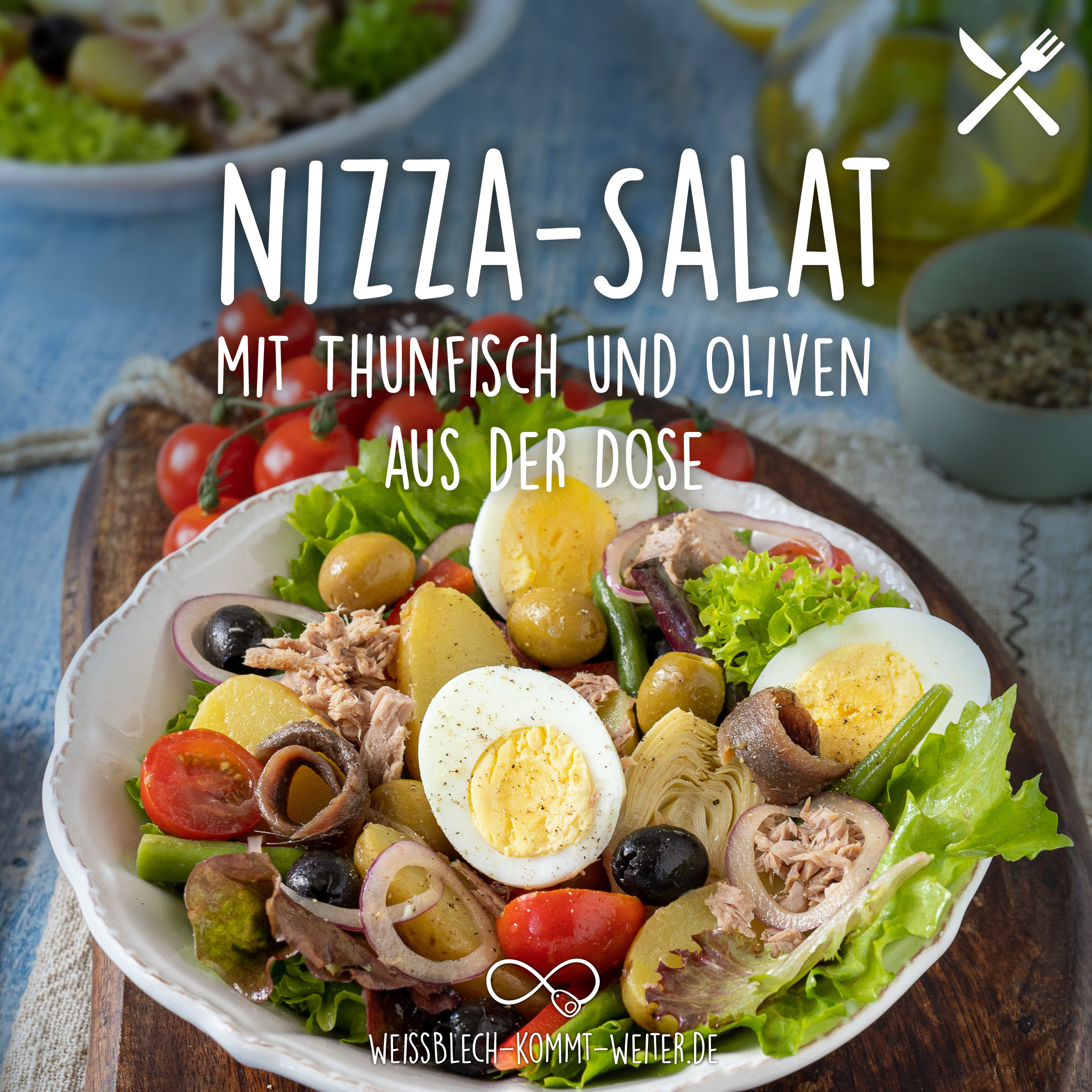 Nizza-Salat mit Thunfisch und Oliven aus der Dose