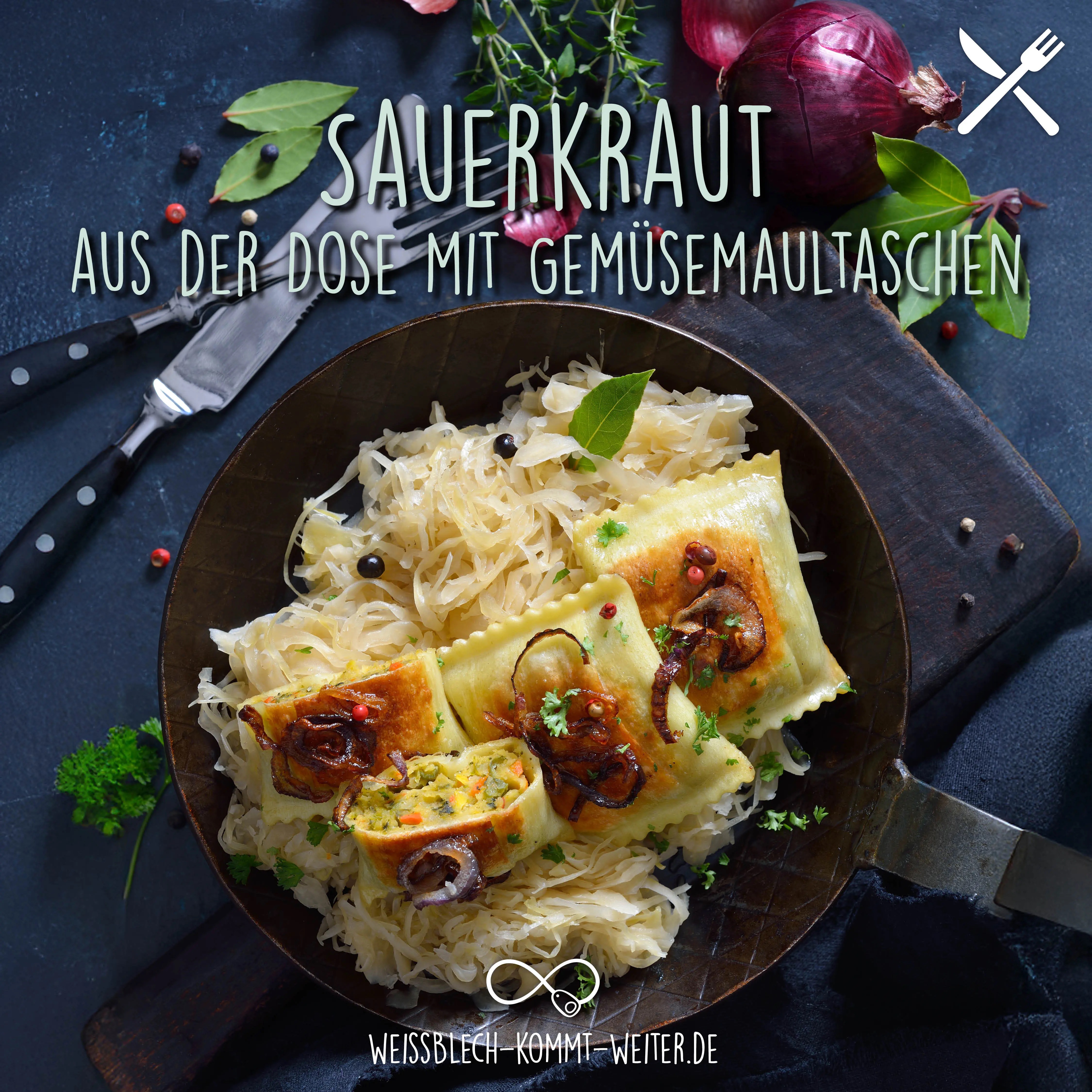 Sauerkraut aus der Dose mit Gemüsemaultaschen